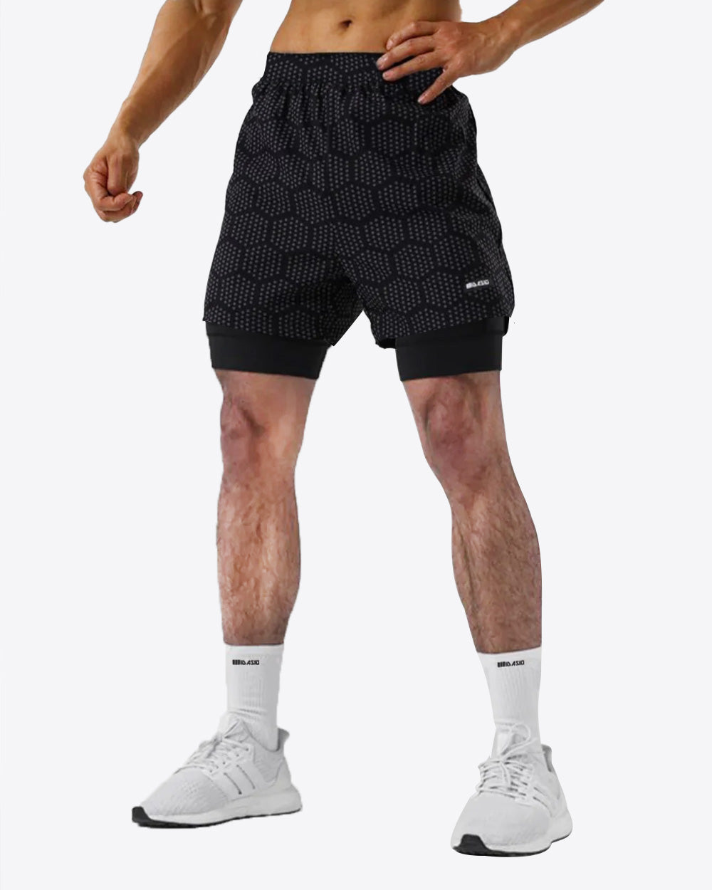 Widasio Dri-Fit 2-in-1 Compression Shorts (Black & Grey)