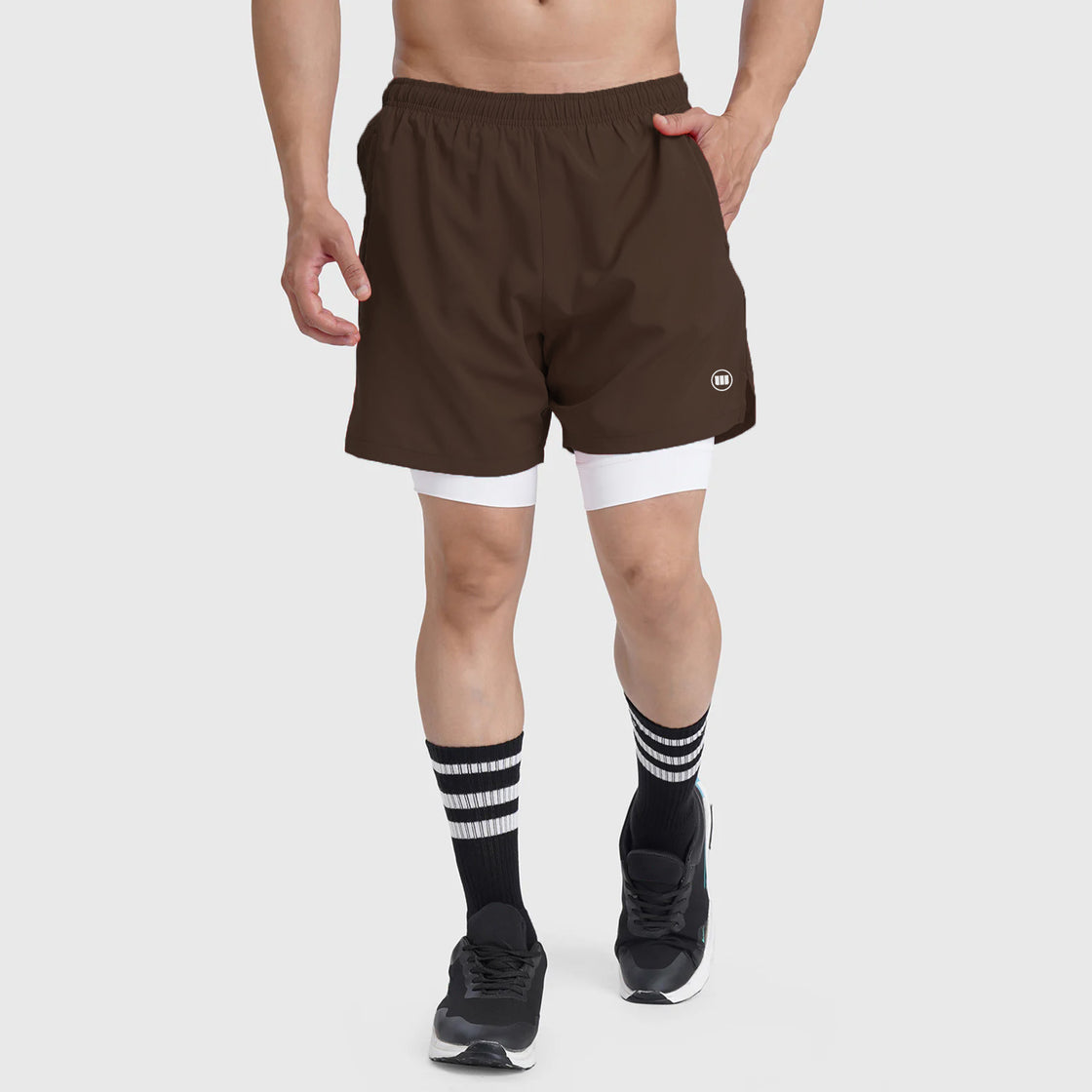 2-IN-1 Hybrid Hustle Shorts (Brown)