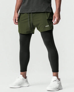 Widasio 2-in-1 Dri-FIT Legging Shorts With Cargo Pockets (Olive)