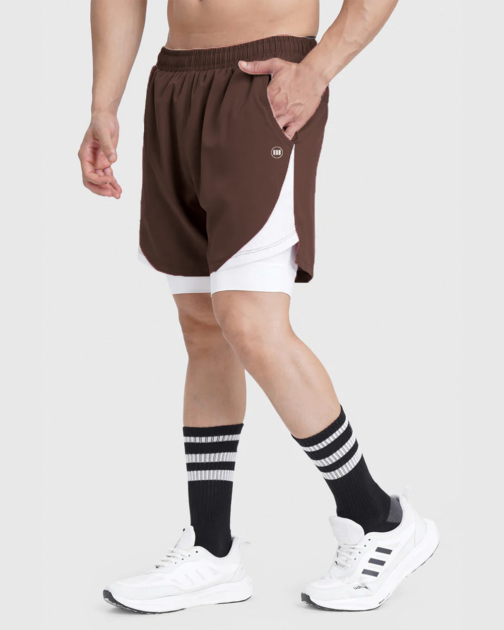 FlexCore 2-in-1 Training Shorts - Brown