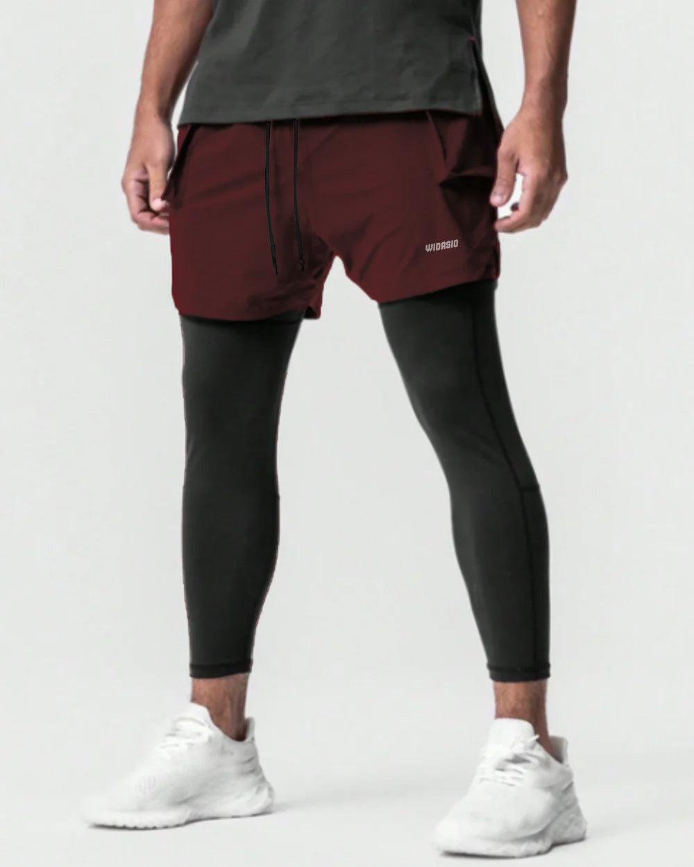 Widasio 2-in-1 Dri-FIT Legging Shorts With Cargo Pockets (Maroon)