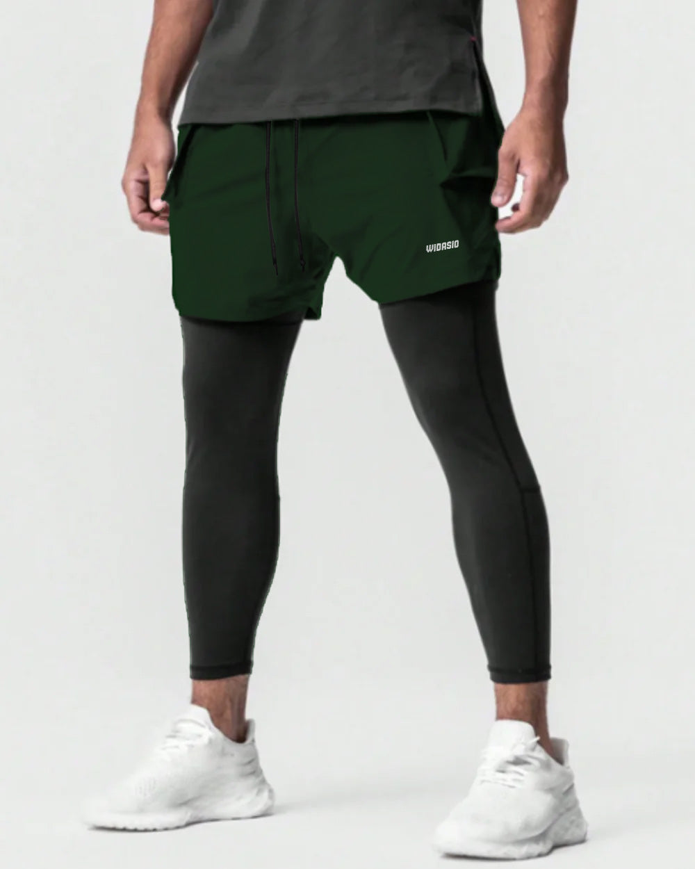 Widasio 2-in-1 Dri-FIT Legging Shorts With Cargo Pockets (Green)
