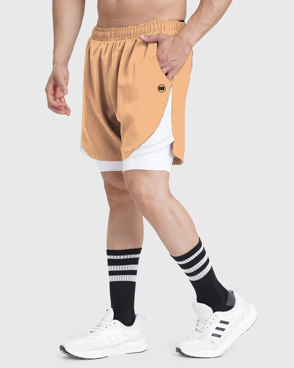 FlexCore 2-in-1 Training Shorts - Beige
