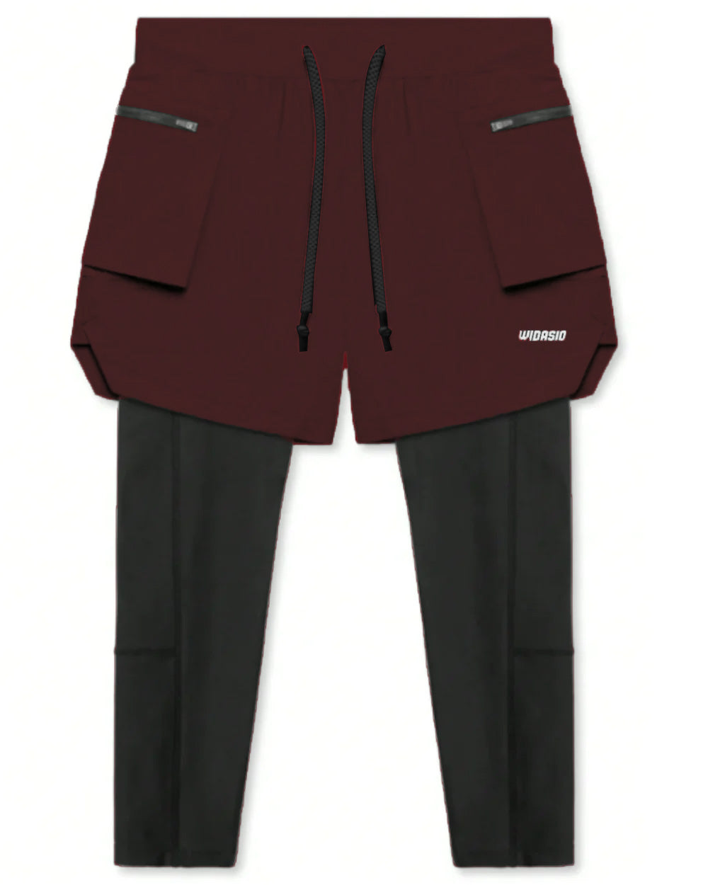 Widasio 2-in-1 Dri-FIT Legging Shorts With Cargo Pockets (Maroon)