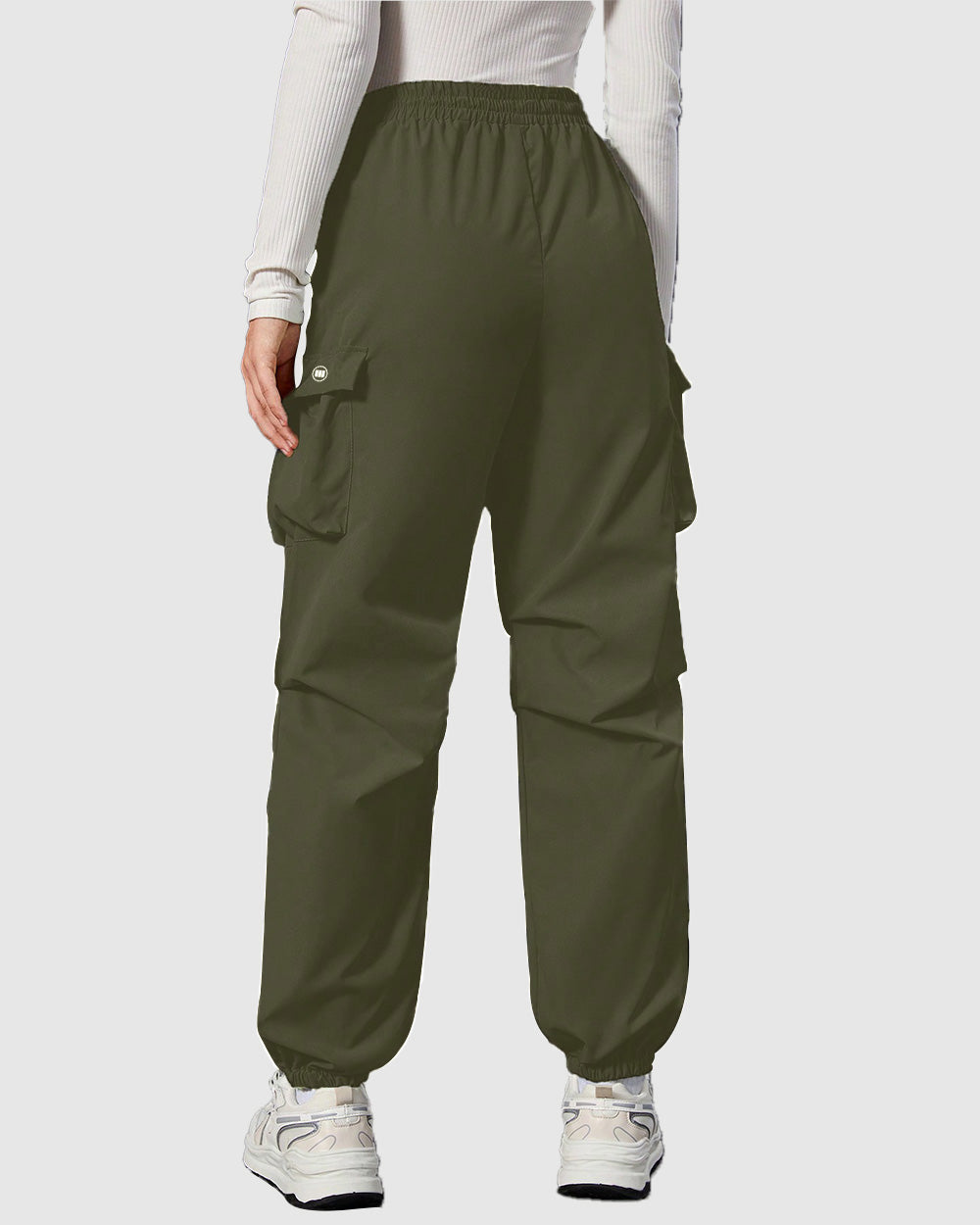 Widasio Women Basic Flap Pocket Cargo Pants - Olive