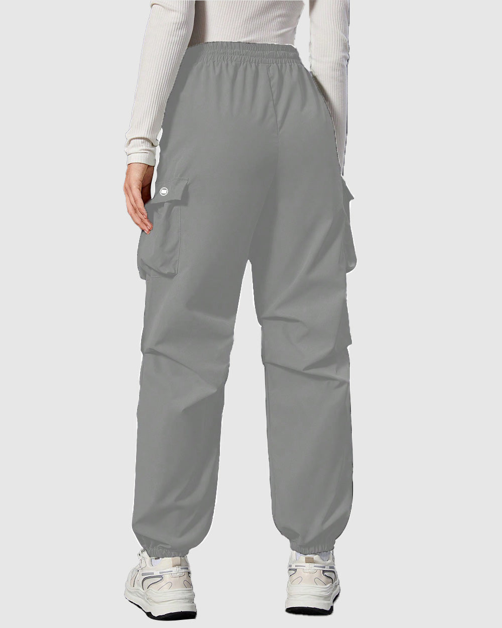Widasio Women Basic Flap Pocket Cargo Pants Grey