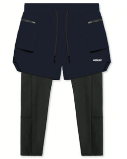 Widasio 2-in-1 Dri-FIT Legging Shorts With Cargo Pockets (Navy)