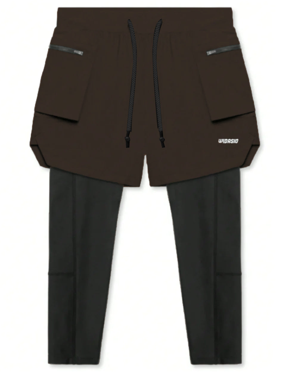 Widasio 2-in-1 Dri-FIT Legging Shorts With Cargo Pockets (Chocolate)