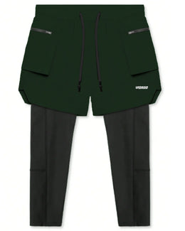 Widasio 2-in-1 Dri-FIT Legging Shorts With Cargo Pockets (Green)