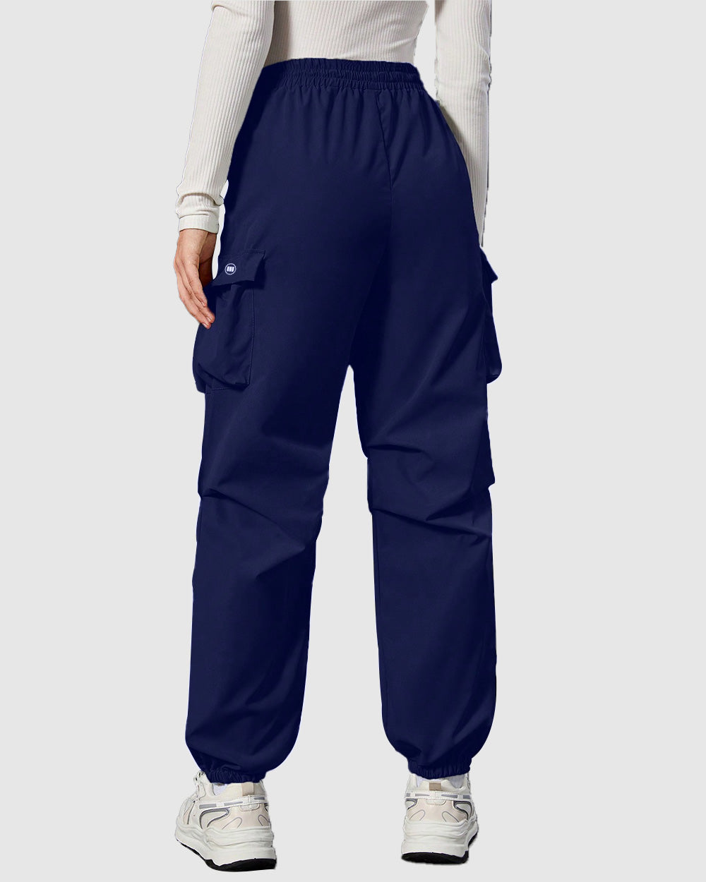 Widasio Women Basic Flap Pocket Cargo Pants - Navy