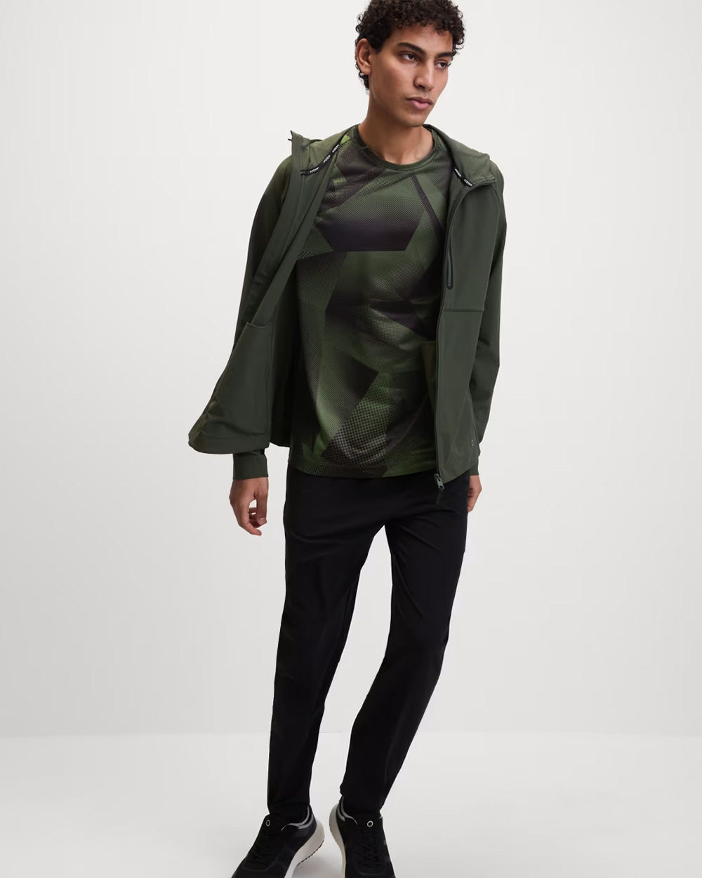 Widasio Abstract Motion Performance Shirt (Black&Olive)