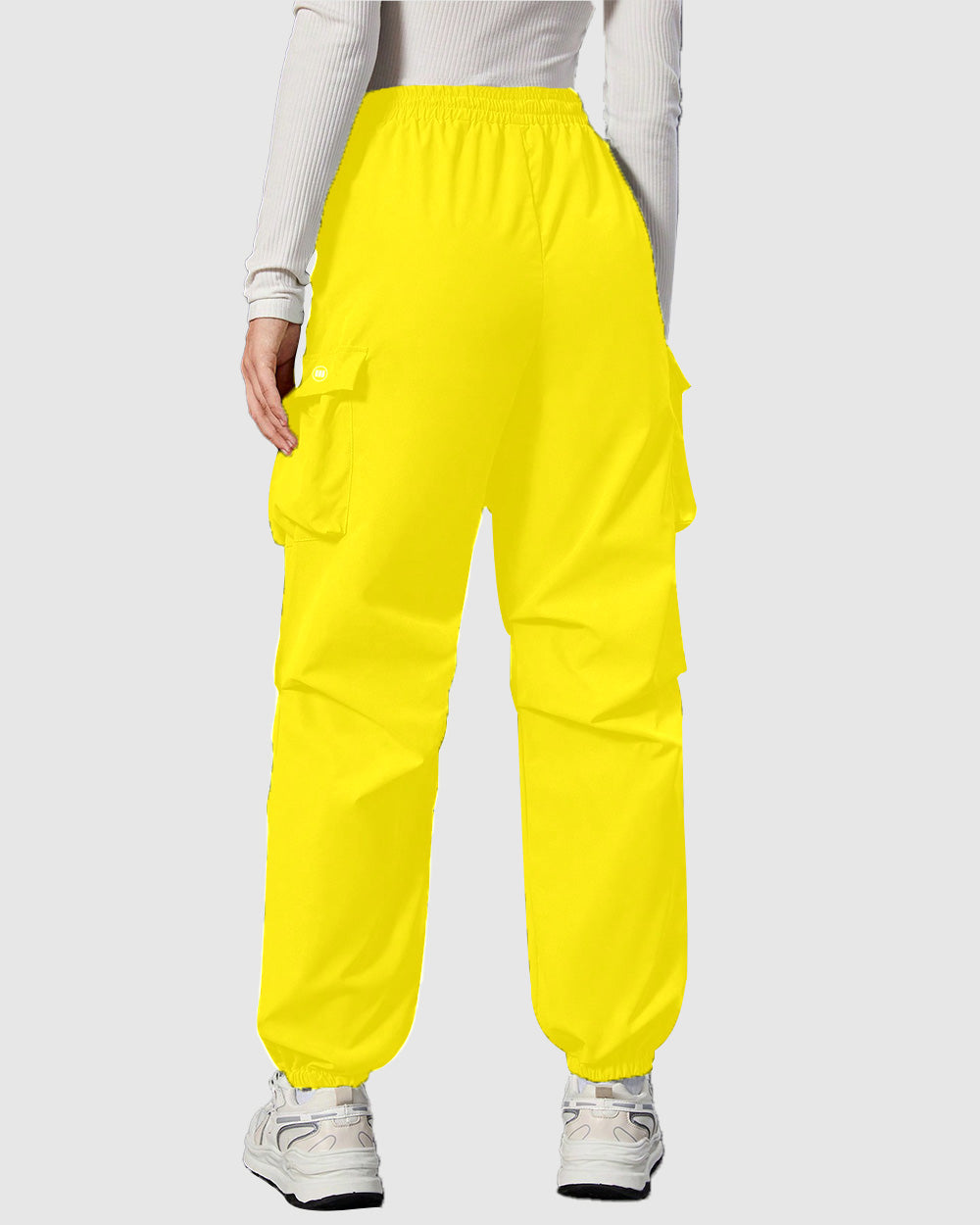 Widasio Women Basic Flap Pocket Cargo Pants - Yellow