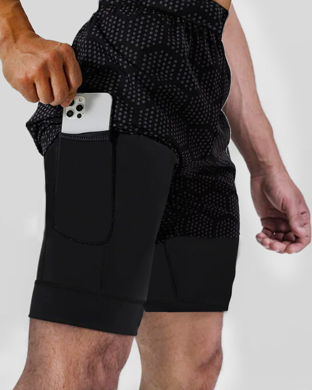 Widasio Dri-Fit 2-in-1 Compression Shorts (Black & Grey)