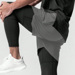 Widasio 2-in-1 Dri-FIT Legging Shorts With Cargo Pockets (Grey)