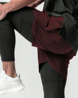 Widasio 2-in-1 Dri-FIT Legging Shorts With Cargo Pockets (Maroon)