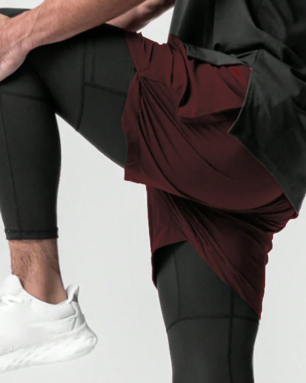 Widasio 2-in-1 Dri-FIT Legging Shorts With Cargo Pockets (Maroon)