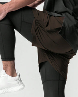 Widasio 2-in-1 Dri-FIT Legging Shorts With Cargo Pockets (Chocolate)