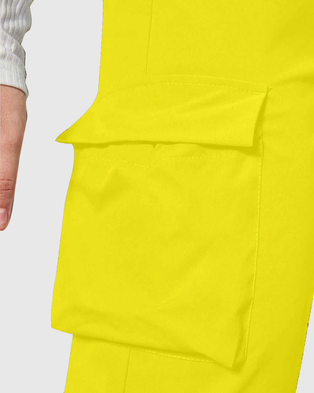 Widasio Women Basic Flap Pocket Cargo Pants - Yellow