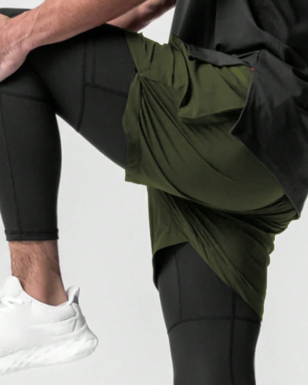 Widasio 2-in-1 Dri-FIT Legging Shorts With Cargo Pockets (Olive)
