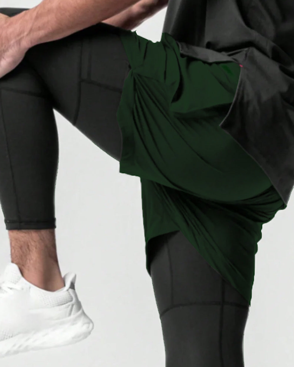 Widasio 2-in-1 Dri-FIT Legging Shorts With Cargo Pockets (Green)