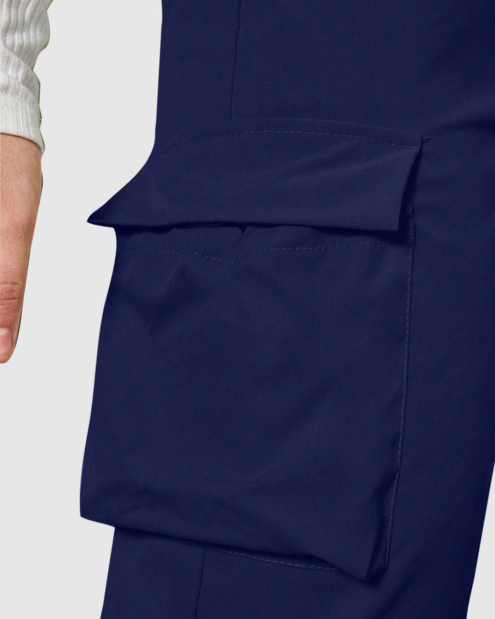 Widasio Women Basic Flap Pocket Cargo Pants - Navy