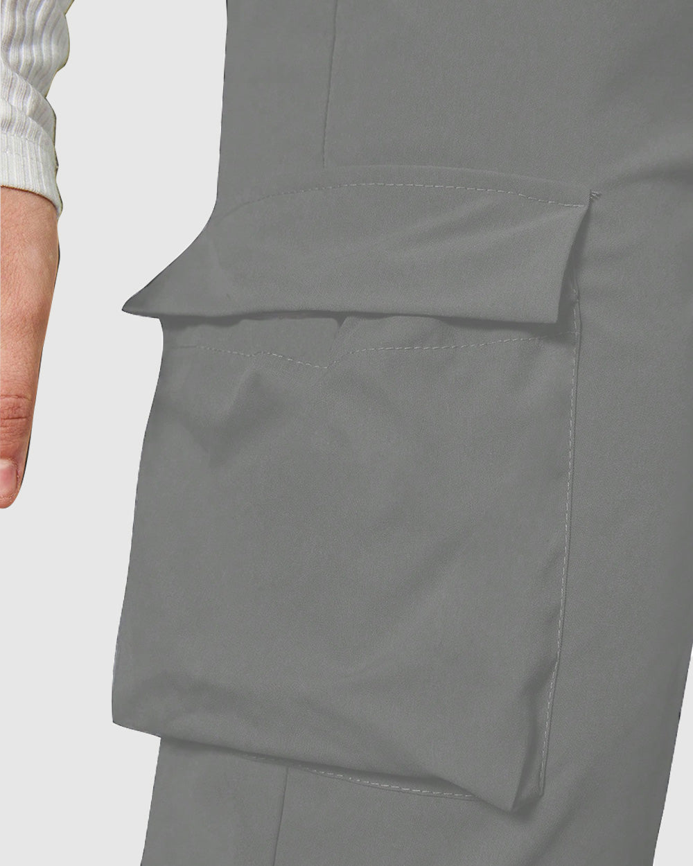 Widasio Women Basic Flap Pocket Cargo Pants Grey
