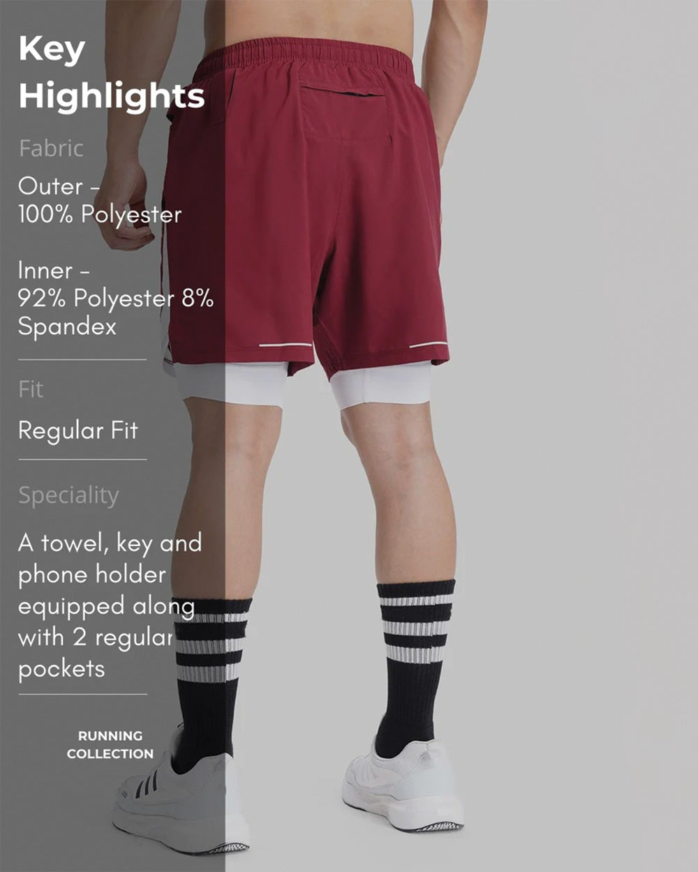 FlexCore 2-in-1 Training Shorts - Maroon