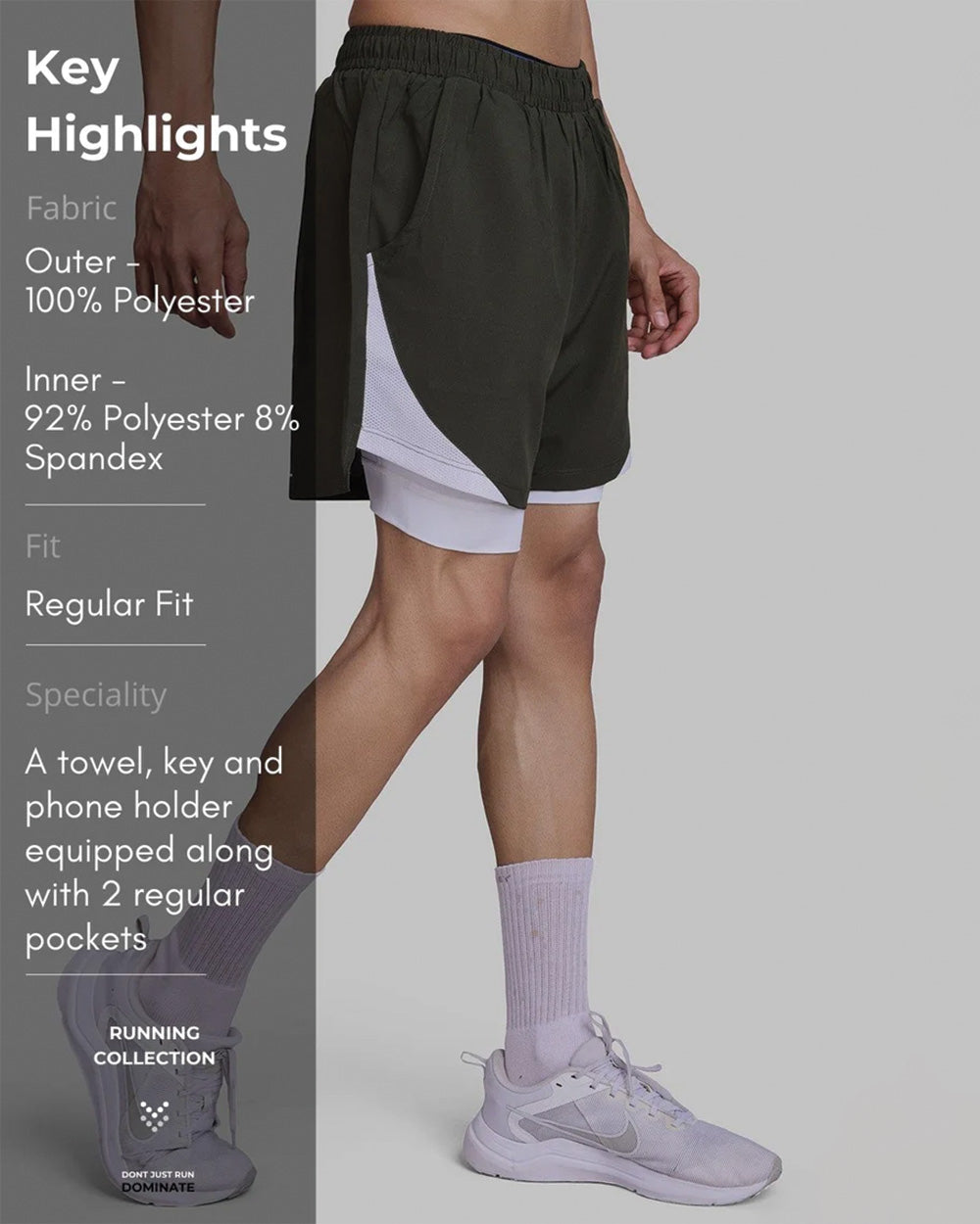 FlexCore 2-in-1 Training Shorts - Olive