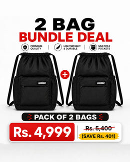 2 Black Unisex FlexDraw Bag