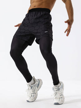 Widasio 2-in-1 Dri-FIT Legging Shorts (Black & Grey)
