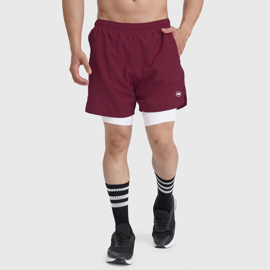 2-IN-1 Hybrid Hustle Shorts (Maroon)