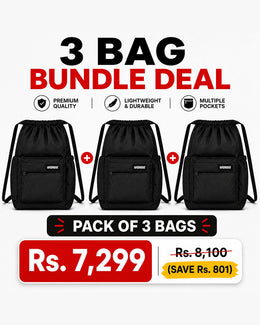 3 Black Unisex FlexDraw Bag