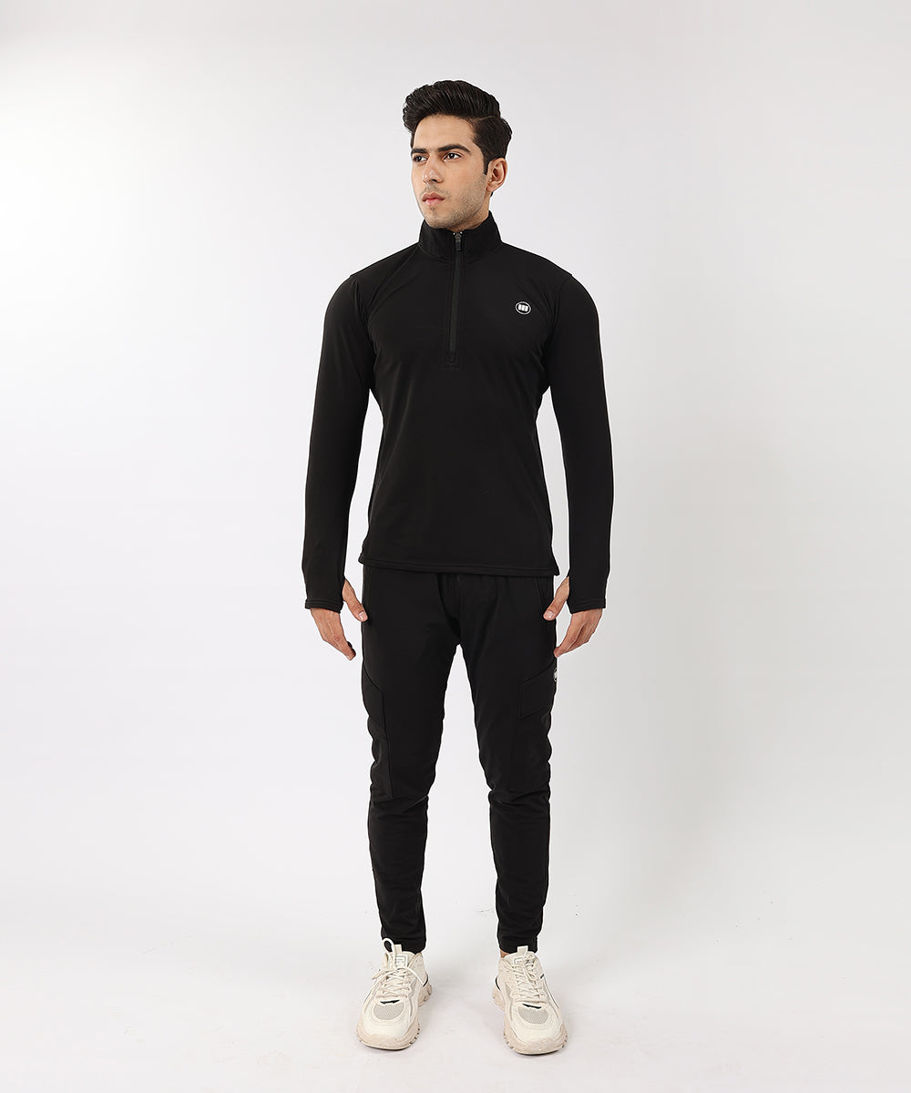 Widasio High-Performance Quarter Zip Tracksuit (Black)