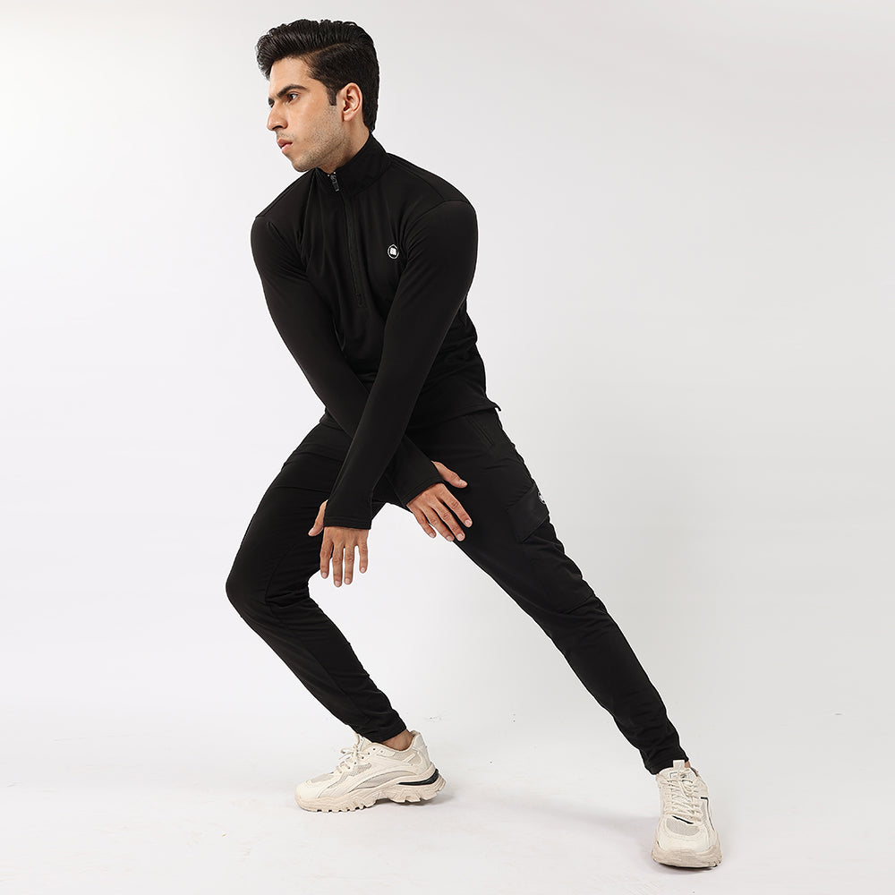 Widasio High-Performance Quarter Zip Tracksuit (Black)