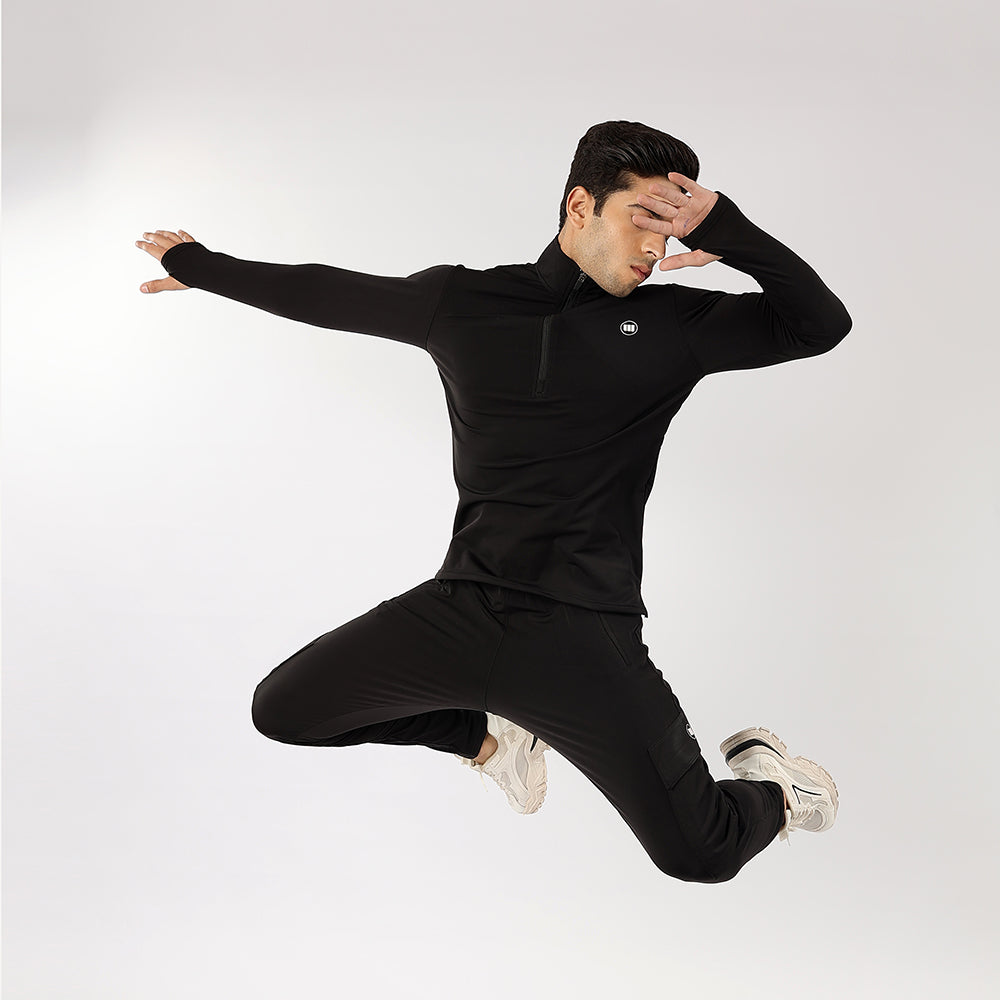 Widasio High-Performance Quarter Zip Tracksuit (Black)