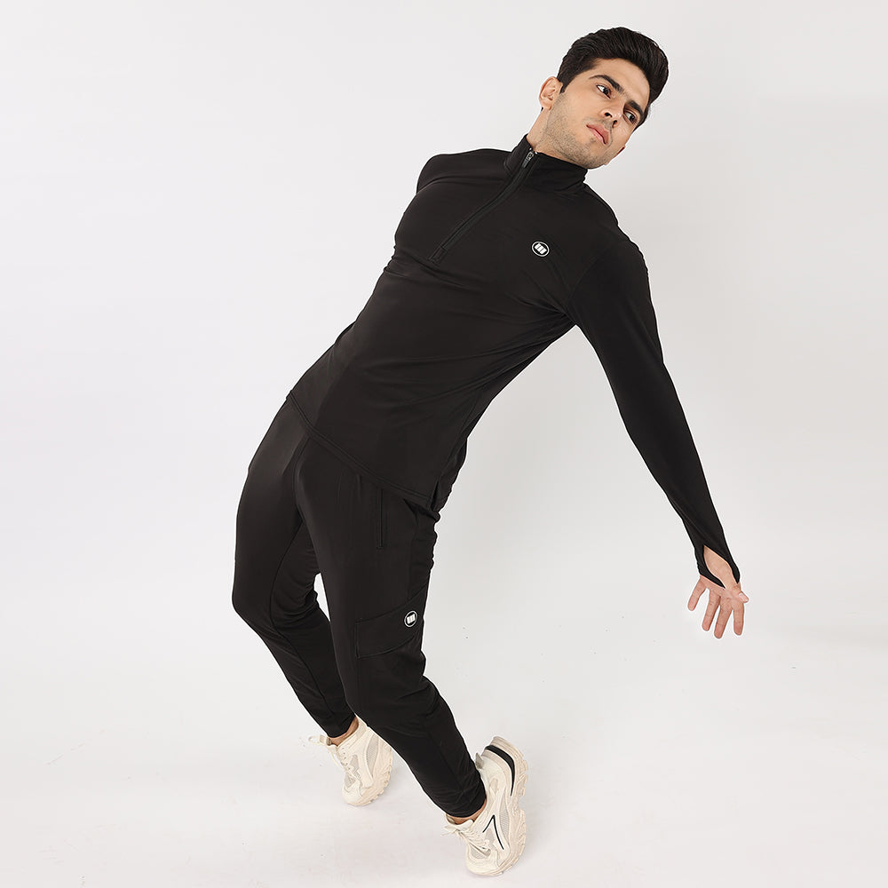 Widasio High-Performance Quarter Zip Tracksuit (Black)