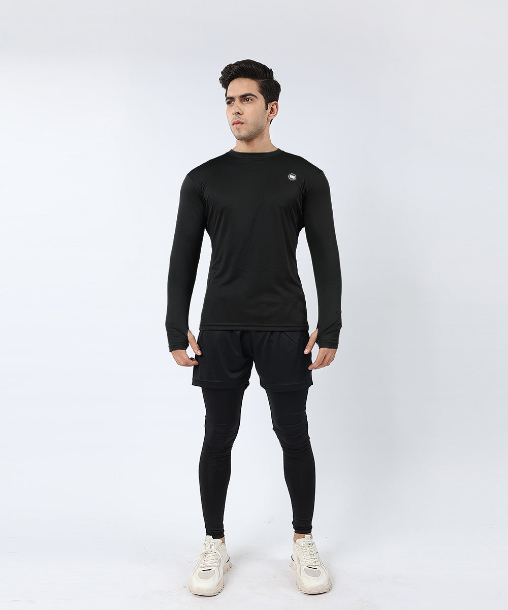 Widasio ActiveFlex Set - Legging shorts with Full Sleeves Shirt (BLACK)