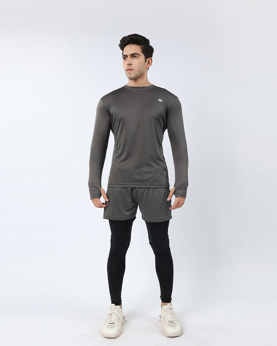 Widasio ActiveFlex Set - Legging shorts with Full Sleeves Shirt (CHARCOAL)
