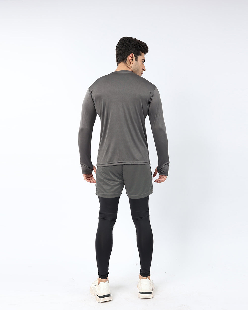 Widasio ActiveFlex Set - Legging shorts with Full Sleeves Shirt (CHARCOAL)