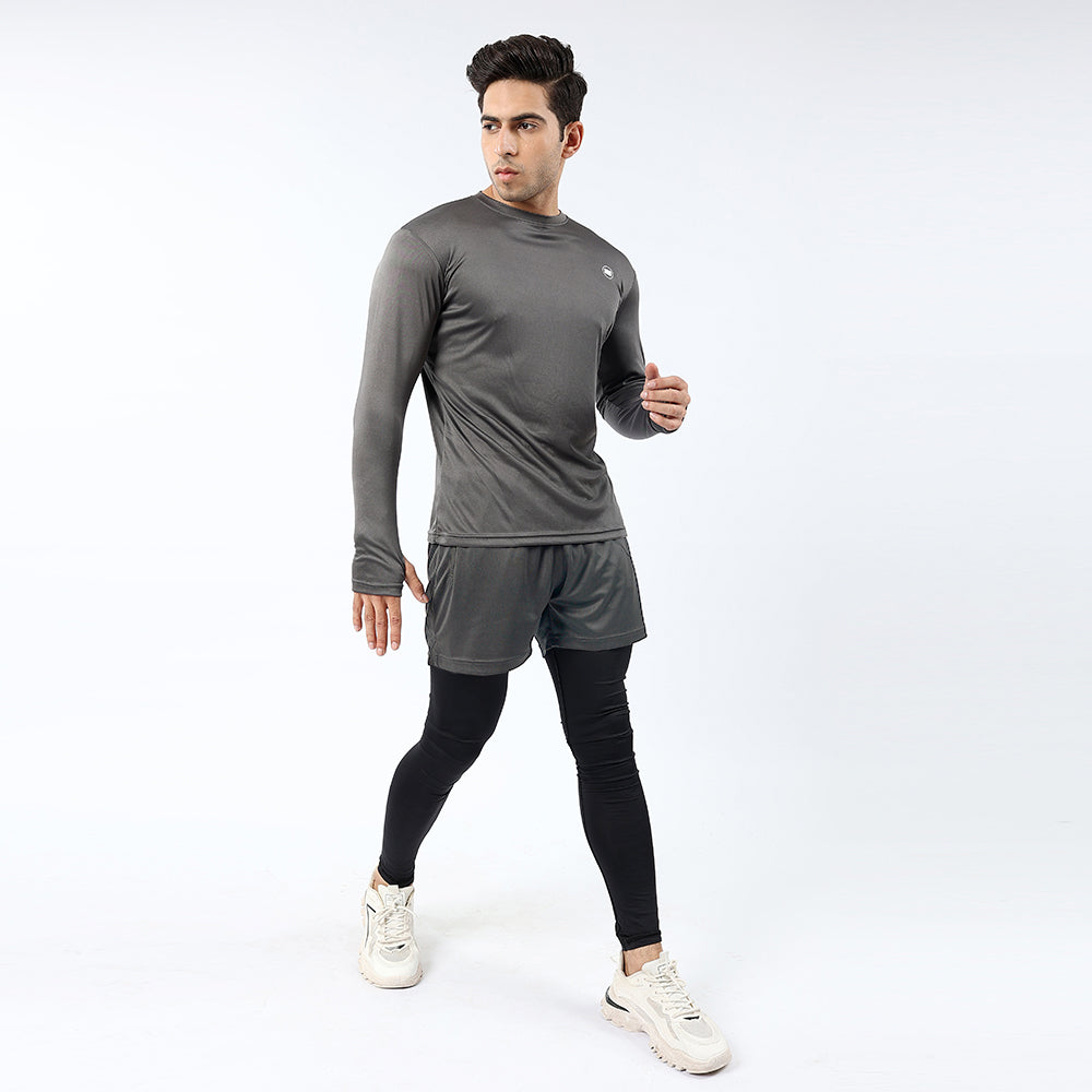 Widasio ActiveFlex Set - Legging shorts with Full Sleeves Shirt (CHARCOAL)