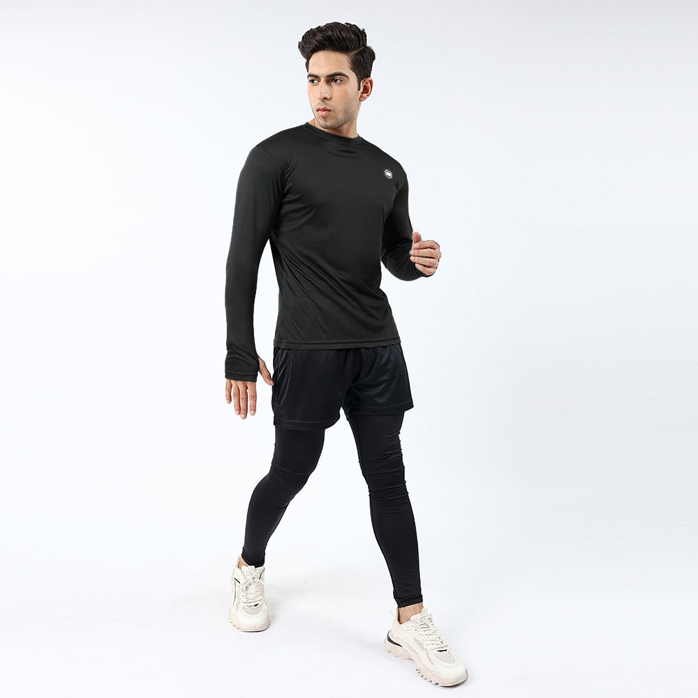 Widasio ActiveFlex Set - Legging shorts with Full Sleeves Shirt (BLACK)