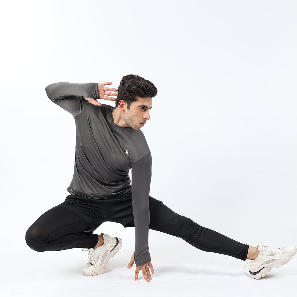 Widasio ActiveFlex Set - Legging shorts with Full Sleeves Shirt(BLACK&CHARCOAL)