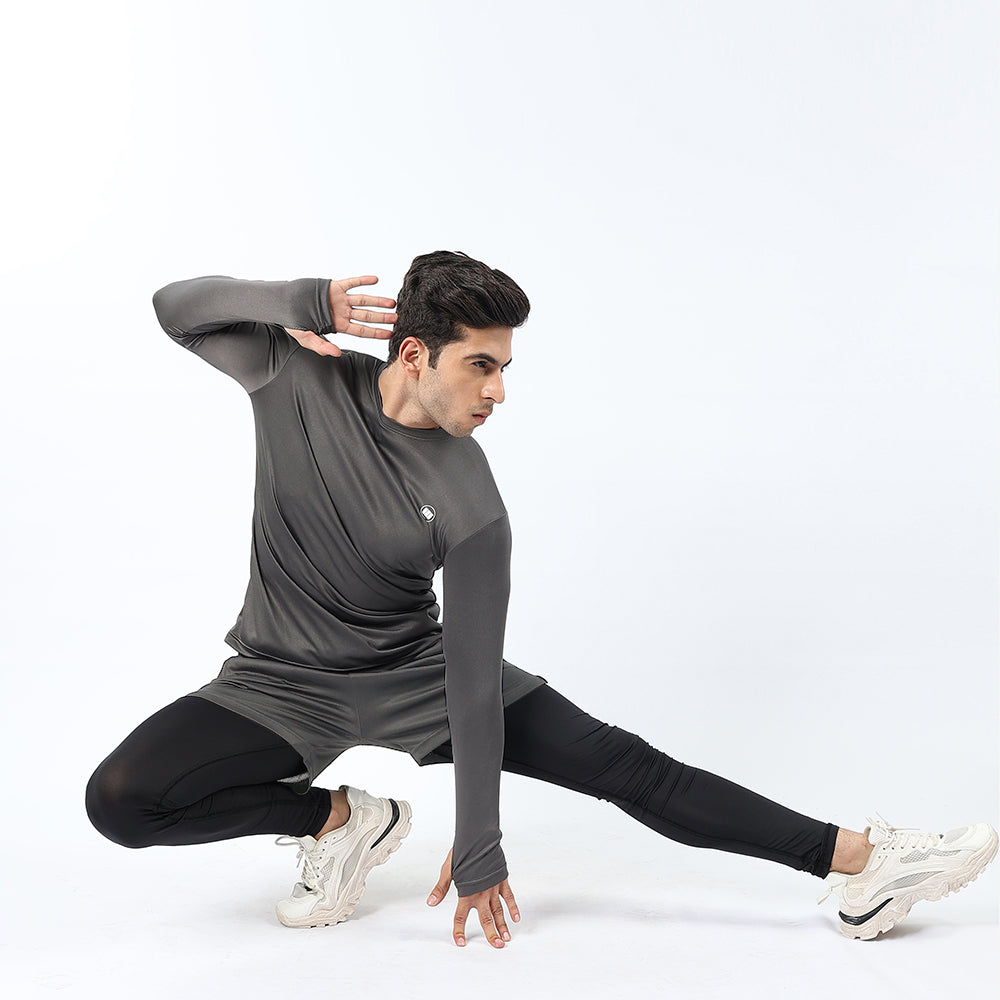 Widasio ActiveFlex Set - Legging shorts with Full Sleeves Shirt (CHARCOAL)