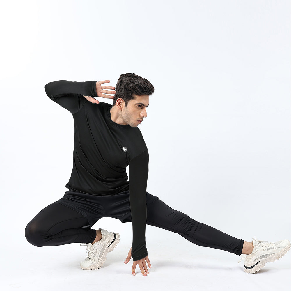 Widasio ActiveFlex Set - Legging shorts with Full Sleeves Shirt (BLACK)