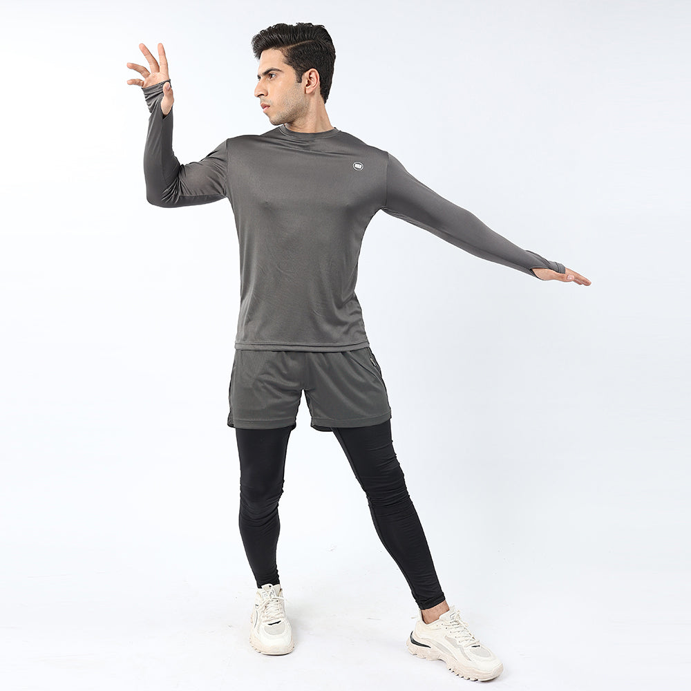 Widasio ActiveFlex Set - Legging shorts with Full Sleeves Shirt (CHARCOAL)