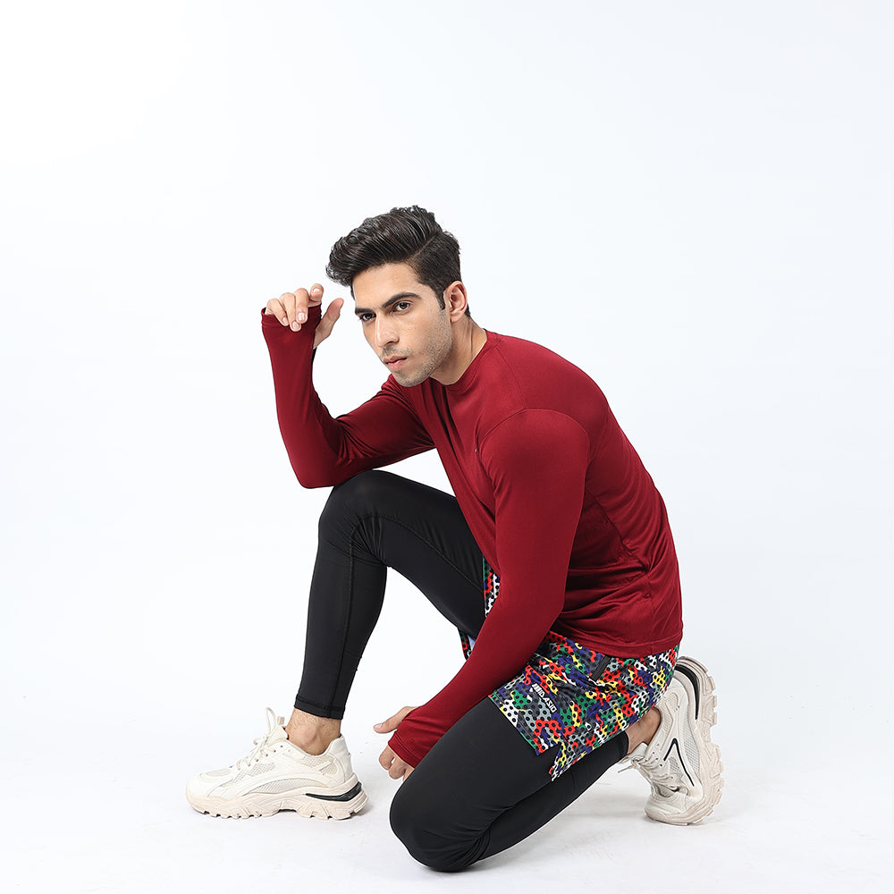Widasio ActiveFlex Set - Legging shorts with Full Sleeves Shirt(Multi color & maroon)