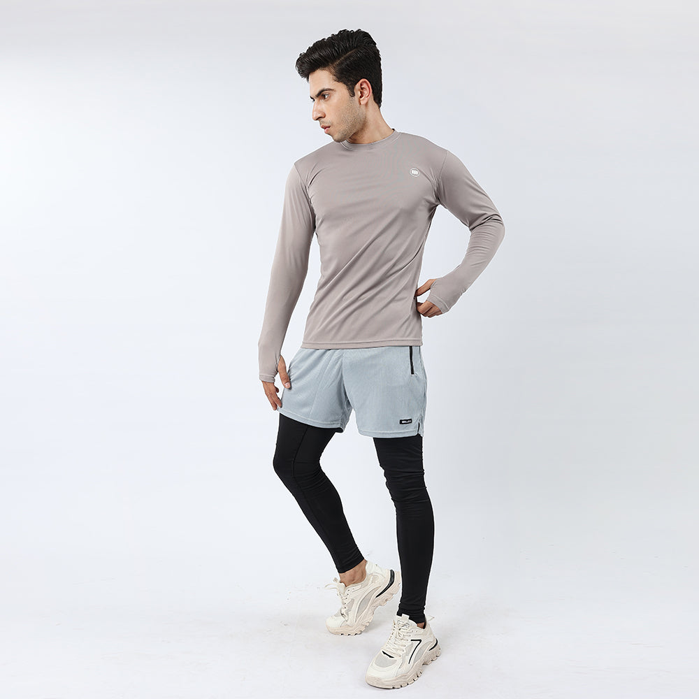 Widasio ActiveFlex Set - Legging shorts with Full Sleeves Shirt(Silver Grey)