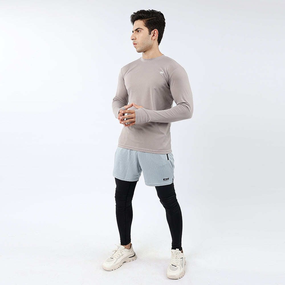 Widasio ActiveFlex Set - Legging shorts with Full Sleeves Shirt(Silver Grey)