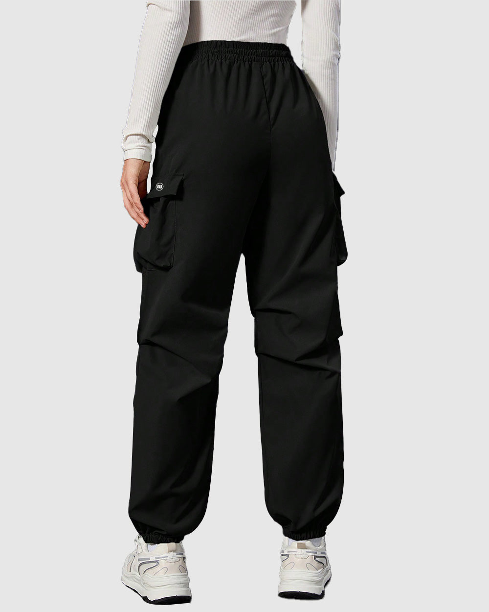 Widasio Women Basic Flap Pocket Cargo Pants - Black