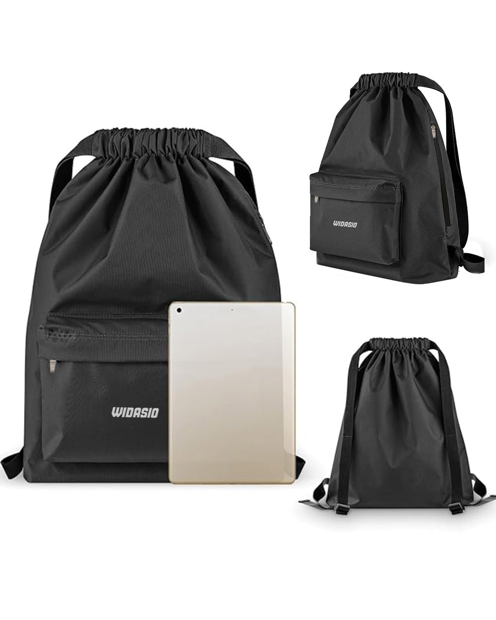2 Black Unisex FlexDraw Bag